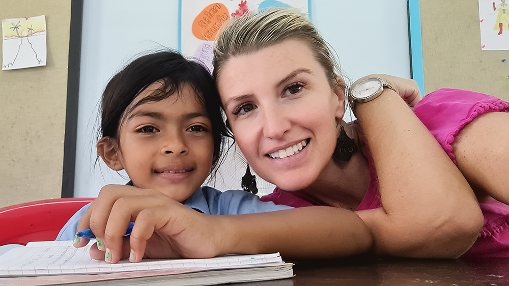 Jasmine Brown teaching at Marist school LaValla Primary in Cambodia in 2022